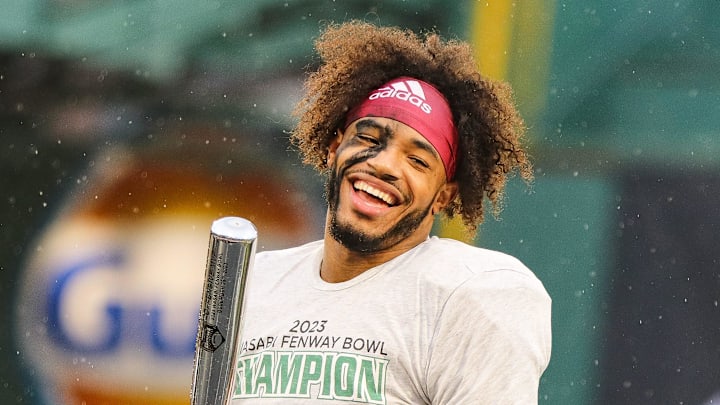 Boston College's Thomas Castellanos won offensive MVP of the second annual Wasabi Fenway Bowl vs. SMU at Fenway Park on Thursday, Dec. 28, 2023.