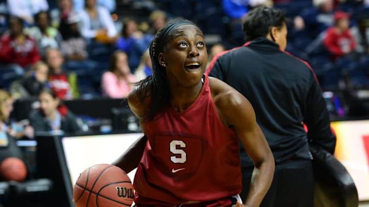 Apr 5, 2014; Nashville, TN, USA; Stanford Cardinal forward Chiney Ogwumike (13) drives to the basket during practice before the semifinals of the Final Four in the 2014 NCAA Womens Division I Championship tournament at Bridgestone Arena. Mandatory Credit: Don McPeak-Imagn Images Apr 5, 2014; Nashville, TN, USA; Stanford Cardinal forward Chiney Ogwumike (13) drives to the basket during practice before the semifinals of the Final Four in the 2014 NCAA Womens Division I Championship tournament at Bridgestone Arena. Mandatory Credit: Don McPeak-Imagn Images