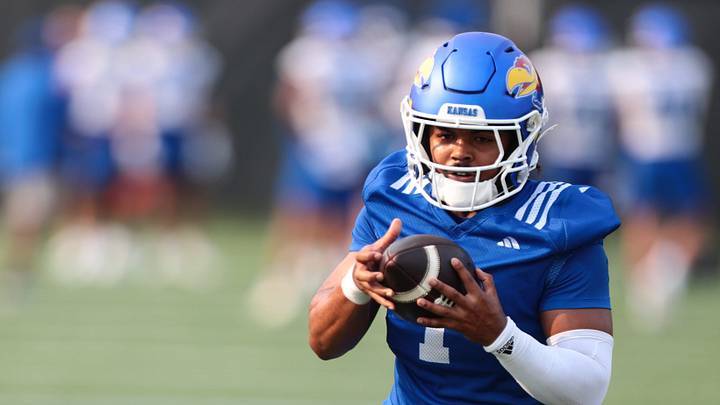 Kansas junior running back Dylan Edwards (1) Kansas junior running back Dylan Edwards (1)