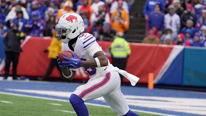 Buffalo Bills wide receiver Mecole Hardman returns a punt during first half action against the Tampa Bay Buccaneers on Nov 16, 2025 at Highmark Stadium in Orchard Park. Buffalo Bills wide receiver Mecole Hardman returns a punt during first half action against the Tampa Bay Buccaneers on Nov 16, 2025 at Highmark Stadium in Orchard Park.