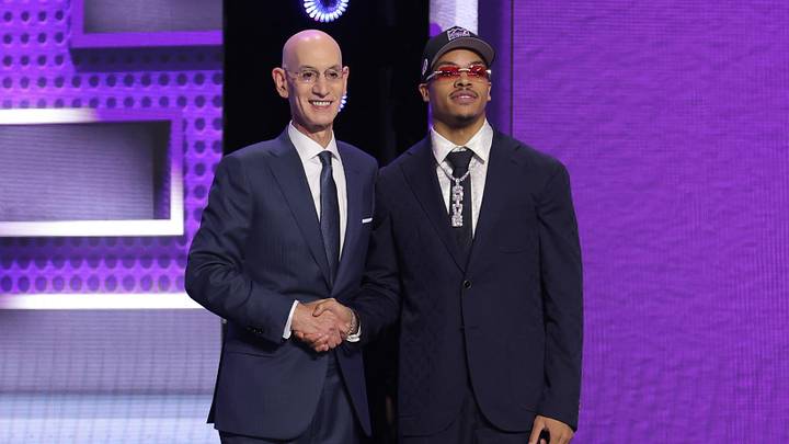 Jun 23, 2026; New York, NY, USA; NBA commissioner Adam Silver greets the seventh pick in the 2026 NBA draft, Arkansas guard Darius Acuff Jr. after he was selected by the Sacramento Kings at Barclays Center. Jun 23, 2026; New York, NY, USA; NBA commissioner Adam Silver greets the seventh pick in the 2026 NBA draft, Arkansas guard Darius Acuff Jr. after he was selected by the Sacramento Kings at Barclays Center.