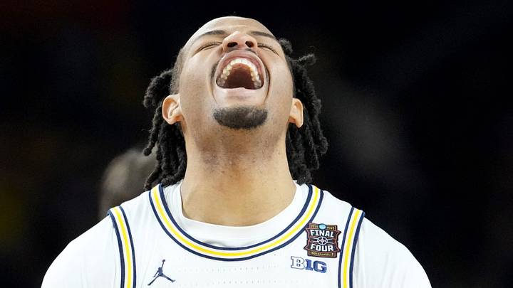 Michigan Wolverines guard Roddy Gayle Jr. (11) reacts after a scored basket Monday, April 6, 2026, against the UConn Huskies during the NCAA men's basketball tournament national championship game at Lucas Oil Stadium in Indianapolis. Michigan Wolverines guard Roddy Gayle Jr. (11) reacts after a scored basket Monday, April 6, 2026, against the UConn Huskies during the NCAA men's basketball tournament national championship game at Lucas Oil Stadium in Indianapolis.