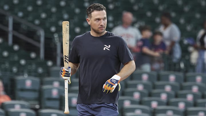 Sep 22, 2024; Houston, Texas, USA; Houston Astros third baseman Alex Bregman (2) walks on the field before the game against the Los Angeles Angels at Minute Maid Park. Mandatory Credit: Troy Taormina-Imagn Images