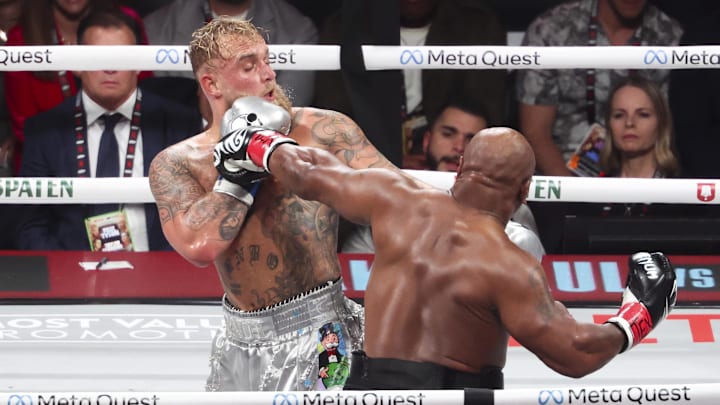 Tyson gets a shot on Jake Paul in his boxing loss on Friday night.
