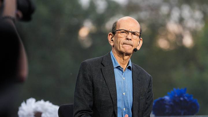 Analyst and radio show host Paul Finebaum during the SEC Nation pregame show set before the UK-Alabama football game Saturday, Sept. 12, 2026 in Lexington, Ky. Analyst and radio show host Paul Finebaum during the SEC Nation pregame show set before the UK-Alabama football game Saturday, Sept. 12, 2026 in Lexington, Ky.
