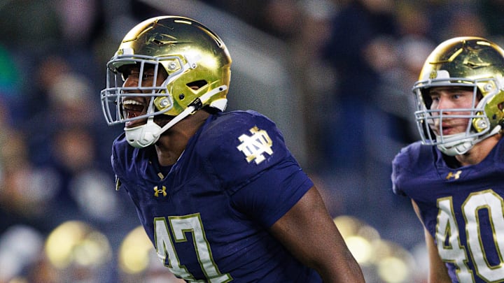 Notre Dame defensive lineman Jason Onye Notre Dame defensive lineman Jason Onye