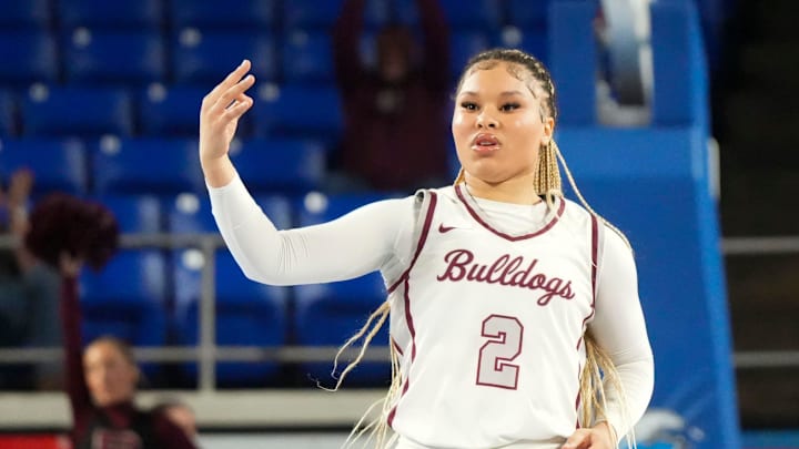 Bearden's Natalya Hodge (2) responds to a 3-point shot Bearden during the Class 4A quarterfinal game against Whitehaven in the TSSAA basketball championship on Thursday, March 13, 2025, in Murfreesboro, Tenn. Bearden's Natalya Hodge (2) responds to a 3-point shot Bearden during the Class 4A quarterfinal game against Whitehaven in the TSSAA basketball championship on Thursday, March 13, 2025, in Murfreesboro, Tenn.