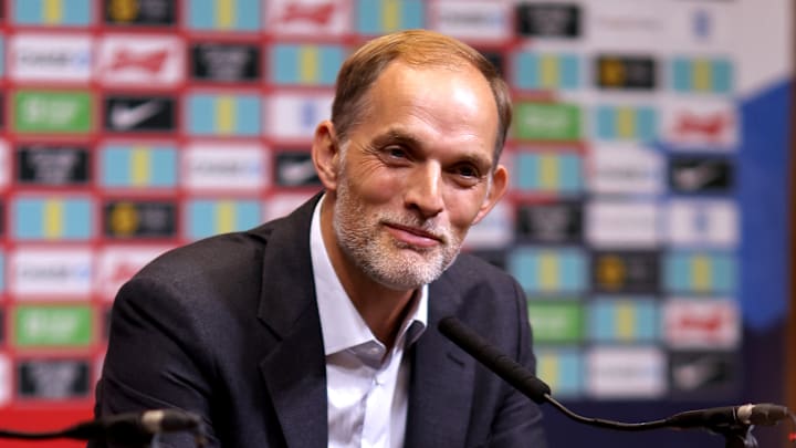 Thomas Tuchel during his first press conference as England manager 