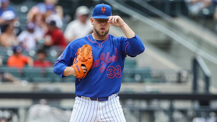 New York Mets relief pitcher A.J. Minter (33). New York Mets relief pitcher A.J. Minter (33).