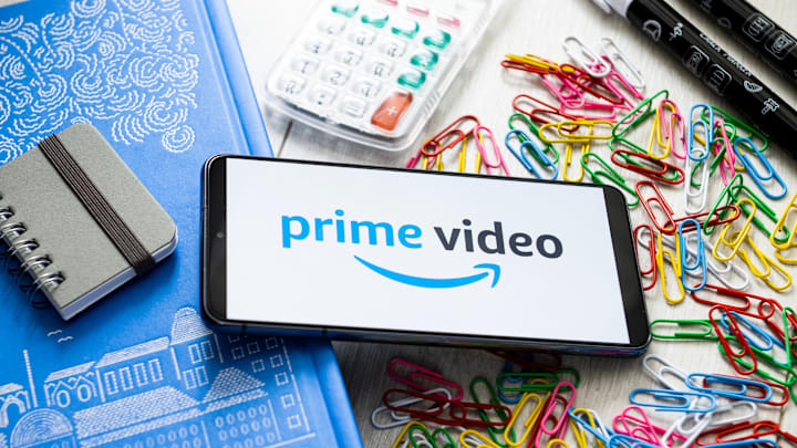 In this photo illustration a Prime Video logo seen displayed...