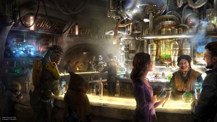 Oga's Cantina at Star Wars: Galaxy's Edge is a local watering hole to unwind, conduct business and maybe even encounter a friend or a foe. Patrons of the cantina come from across the galaxy to sample the famous concoctions created with exotic ingredients using otherworldly methods, served in unique vessels, with choices for kids and libations for adults.