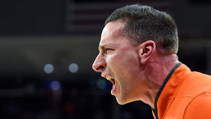 Auburn Tigers head coach Steven Pearl coaches against the South Carolina Gamecocks during their Southeastern Conference game at Neville Arena in Auburn, Ala., on Saturday January 17, 2026.