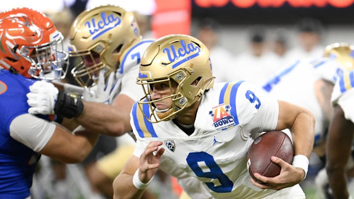 Dec 16, 2023; Inglewood, CA, USA; UCLA Bruins quarterback Collin Schlee (9) carries the ball against