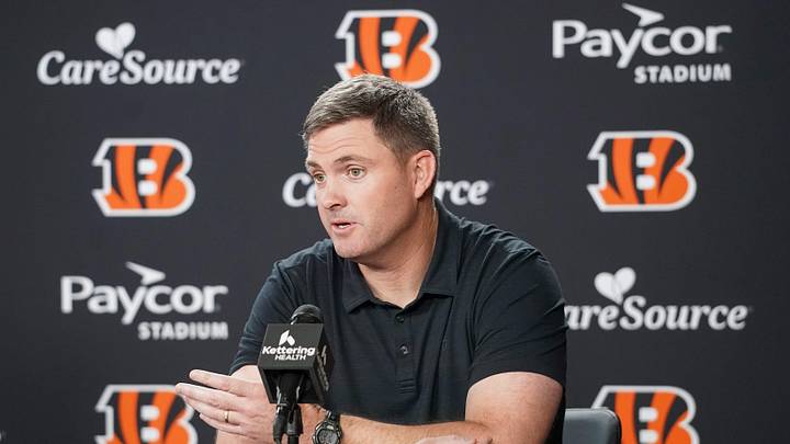 Cincinnati Bengals head coach Zac Taylor speaks with media during the NFL Draft, Saturday, April 25, 2026, at Paycor Stadium in downtown Cincinnati. Cincinnati Bengals head coach Zac Taylor speaks with media during the NFL Draft, Saturday, April 25, 2026, at Paycor Stadium in downtown Cincinnati.