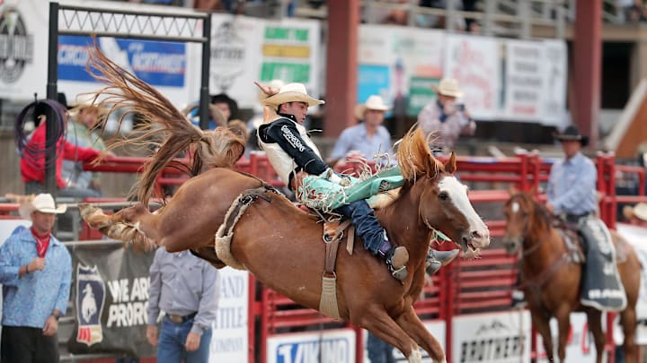 Bareback rider Bradlee Miller, of Huntsville, Texas Bareback rider Bradlee Miller, of Huntsville, Texas