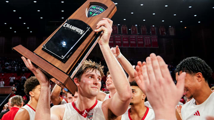 Miami (Ohio) guard Peter Suder celebrates with teammates after winning the Mid-American Conference regular-season title. Miami (Ohio) guard Peter Suder celebrates with teammates after winning the Mid-American Conference regular-season title.