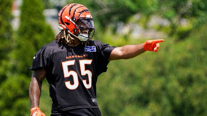 Cincinnati Bengals defensive end Cashius Howell (55) during minicamp, Tuesday, June 16, 2026, at Kettering Health Practice Fields in downtown Cincinnati. Cincinnati Bengals defensive end Cashius Howell (55) during minicamp, Tuesday, June 16, 2026, at Kettering Health Practice Fields in downtown Cincinnati.