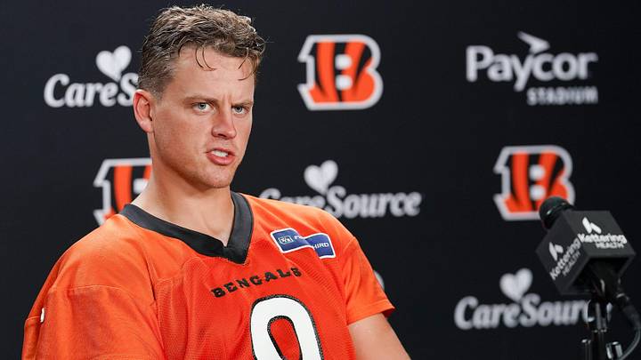 Cincinnati Bengals Joe Burrow speaks during a press conference ahead of the Week 4 NFL game against the Jacksonville Jaguars, Wednesday, Sept. 30, 2026, in downtown Cincinnati. Cincinnati Bengals Joe Burrow speaks during a press conference ahead of the Week 4 NFL game against the Jacksonville Jaguars, Wednesday, Sept. 30, 2026, in downtown Cincinnati.