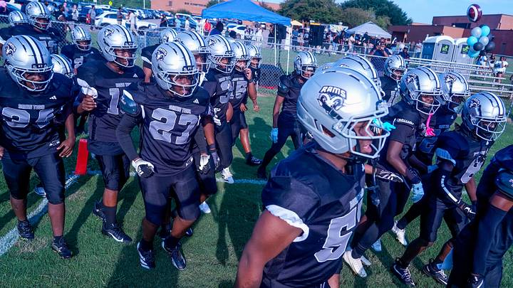 BrewTech Magnet High School players take the field for the schools inaugural football game on Monday August 24, 2026, in Montgomery, Ala. The team is playing Junior Varsity football. BrewTech Magnet High School players take the field for the schools inaugural football game on Monday August 24, 2026, in Montgomery, Ala. The team is playing Junior Varsity football.