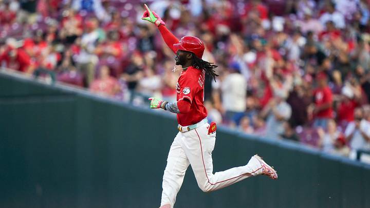 Cincinnati Reds shortstop Elly De La Cruz (44) runs the bases after hitting a homer in the third inning of a MLB game between the Cincinnati Reds and Los Angeles Dodgers, Wednesday, Sept. 16, 2026, at Great American Ball Park in downtown Cincinnati. Cincinnati Reds shortstop Elly De La Cruz (44) runs the bases after hitting a homer in the third inning of a MLB game between the Cincinnati Reds and Los Angeles Dodgers, Wednesday, Sept. 16, 2026, at Great American Ball Park in downtown Cincinnati.
