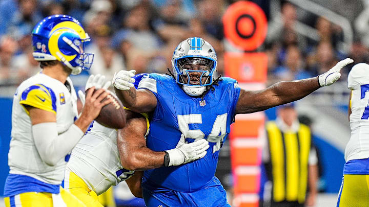 Detroit Lions defensive tackle Alim McNeill (54). Detroit Lions defensive tackle Alim McNeill (54).