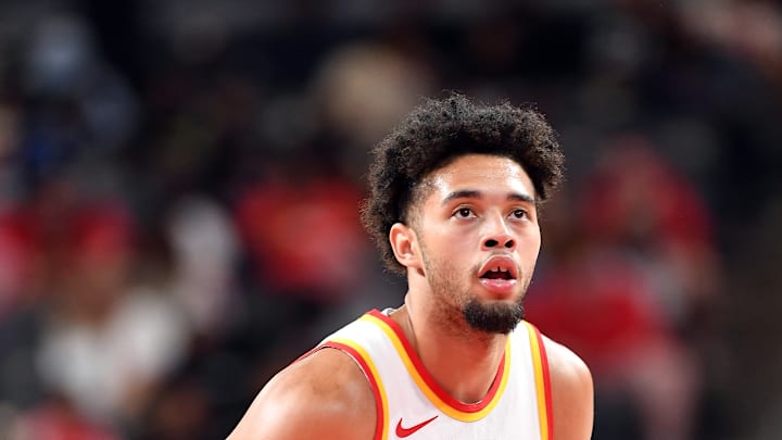 College Park standout Seth Lundy during a New Orleans Pelicans v Atlanta Hawks regular-season meeting