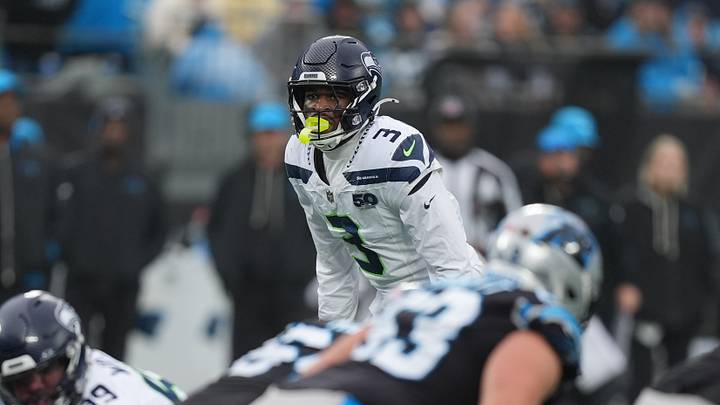 Dec 28, 2025; Charlotte, North Carolina, USA; Seattle Seahawks safety Nick Emmanwori (3) looks over the Panthers offense during the second half at Bank of America Stadium. Mandatory Credit: Jim Dedmon-Imagn Images Dec 28, 2025; Charlotte, North Carolina, USA; Seattle Seahawks safety Nick Emmanwori (3) looks over the Panthers offense during the second half at Bank of America Stadium. Mandatory Credit: Jim Dedmon-Imagn Images