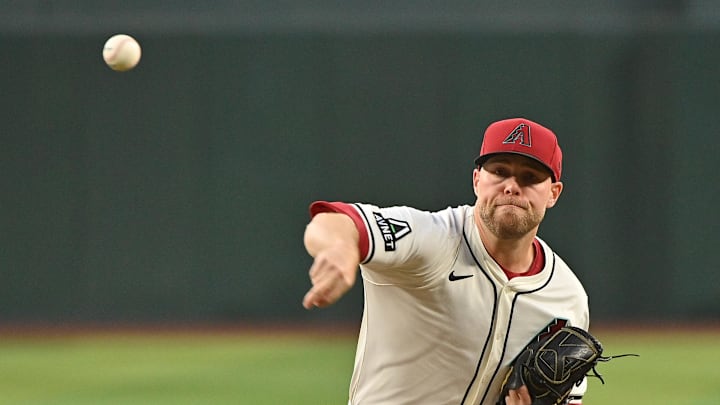 Apr 24, 2025; Phoenix, Arizona, USA;  Arizona Diamondbacks pitcher Corbin Burnes (39) throws in the second inning against the Tampa Bay Rays at Chase Field. Mandatory Credit: Matt Kartozian-Imagn Images