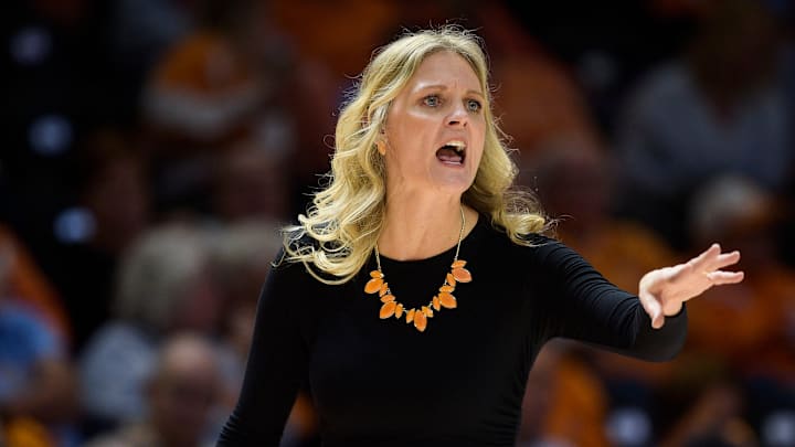Tennessee Head Coach Kellie Harper calls during a basketball game at Thompson-Boling Arena in Knoxville, Tenn., on Thursday, Feb. 2, 2023.

Kns Lady Vols Basketball Vs Ole Miss