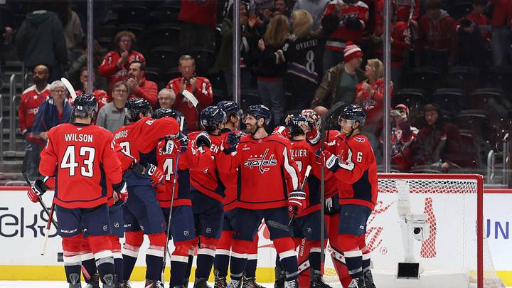 Oct 28, 2026; Washington, District of Columbia, USA; Washington Capitals players celebrate after their game against the Philadelphia Flyers at Capital One Arena. Mandatory Credit: Geoff Burke-Imagn Images Oct 28, 2026; Washington, District of Columbia, USA; Washington Capitals players celebrate after their game against the Philadelphia Flyers at Capital One Arena. Mandatory Credit: Geoff Burke-Imagn Images