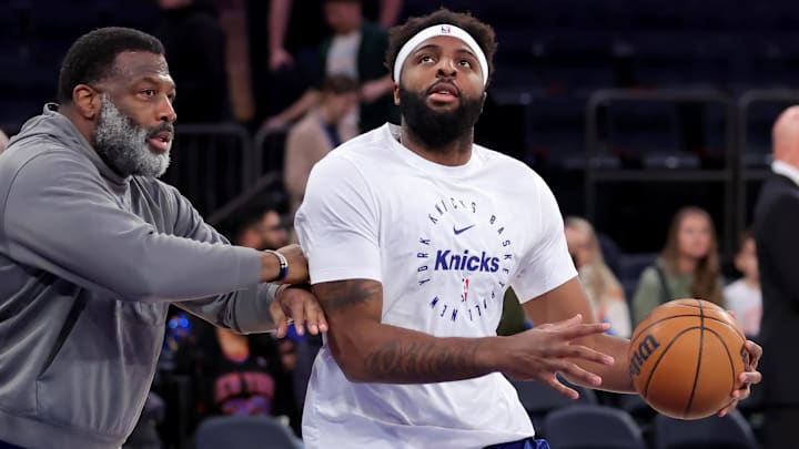 Mar 17, 2025; New York, New York, USA; New York Knicks center Mitchell Robinson (23) warms up before a game against the Miami Heat at Madison Square Garden. Mandatory Credit: Brad Penner-Imagn Images Mar 17, 2025; New York, New York, USA; New York Knicks center Mitchell Robinson (23) warms up before a game against the Miami Heat at Madison Square Garden. Mandatory Credit: Brad Penner-Imagn Images