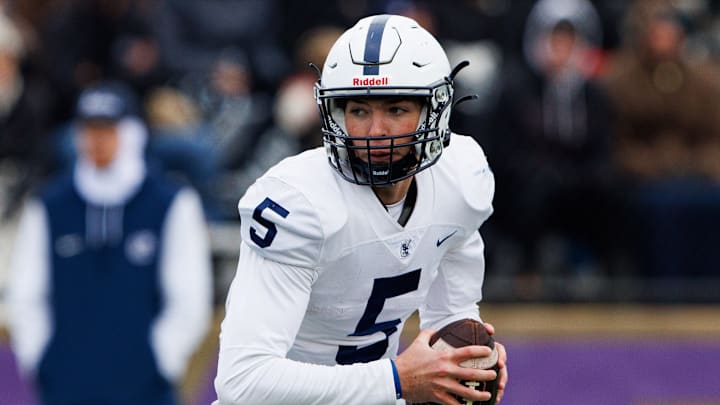 Grand Rapids South Christian's Carson Vis looks for an open receiver during the MHSAA Division 4 state semifinal game against Niles at Three Rivers High School on Saturday, Nov. 23, 2024, in Three Rivers, MI.