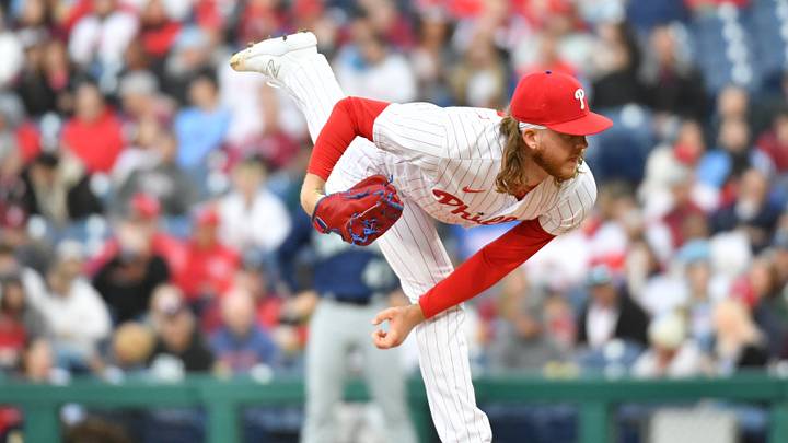 Apr 25, 2023; Philadelphia, Pennsylvania, USA; Philadelphia Phillies starting pitcher Bailey Falter (70) throws a pitch against the Seattle Mariners during the second inning at Citizens Bank Park. Mandatory Credit: Eric Hartline-USA TODAY Sports