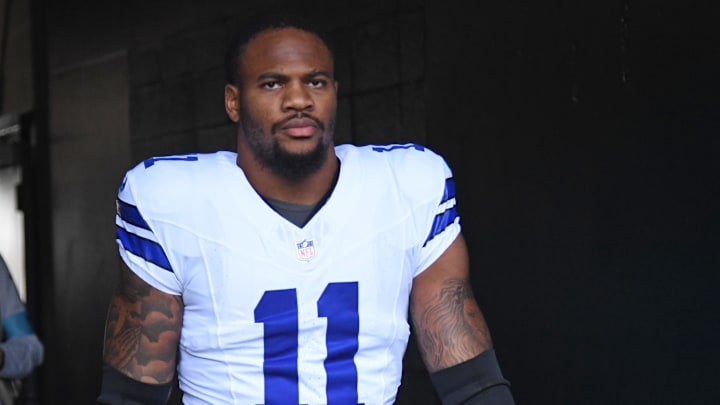 Dec 29, 2024; Philadelphia, Pennsylvania, USA; Dallas Cowboys linebacker Micah Parsons (11) against the Philadelphia Eagles at Lincoln Financial Field. Mandatory Credit: Eric Hartline-Imagn Images