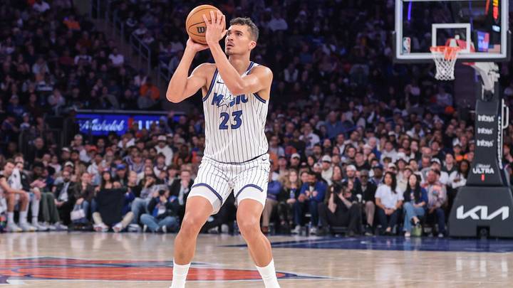 Oct 25, 2026; New York, New York, USA;  Orlando Magic forward Tristan da Silva (23) takes a three point shot in the third quarter against the New York Knicks at Madison Square Garden. Mandatory Credit: Wendell Cruz-Imagn Images