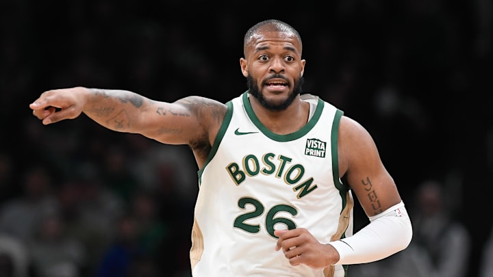 Apr 7, 2024; Boston, Massachusetts, USA; Boston Celtics forward Xavier Tillman Sr. (26).
