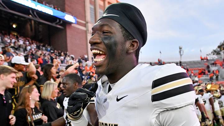 Purdue Boilermakers tight end Ar'mari Towns (6) celebrates a win. Purdue Boilermakers tight end Ar'mari Towns (6) celebrates a win.