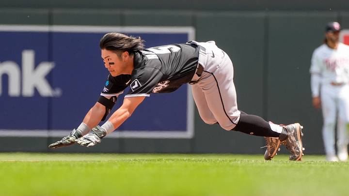 Jun 3, 2026; Minneapolis, Minnesota, USA; Chicago White Sox right fielder Rikuu Nishida (51) advances to second base on an error by the Minnesota Twins in the sixth inning at Target Field. Mandatory Credit: Bruce Kluckhohn-Imagn Images