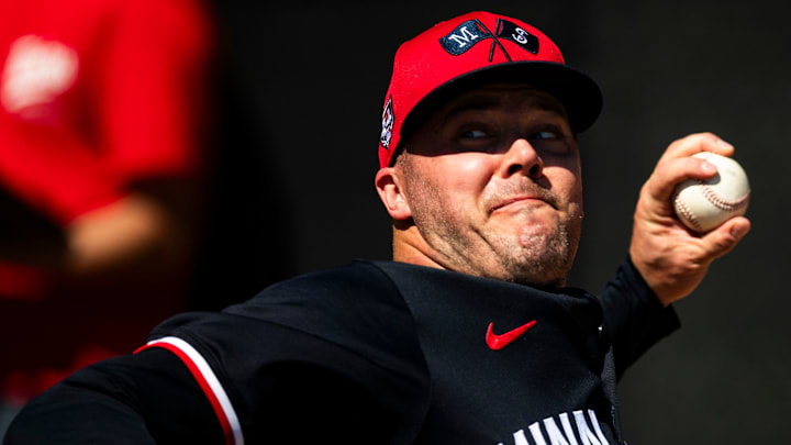 Pitcher Caleb Thielbar throws in the bullpen during the Minnesota Twins spring training workouts at Hammond Stadium on Fort Myers on Thursday, Feb. 15, 2024.