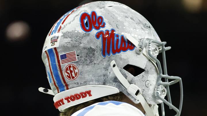 Ole Miss Rebels helmet during the 2026 Sugar Bowl and quarterfinal game of the College Football Playoff against the Georgia Bulldogs at Caesars Superdome. 