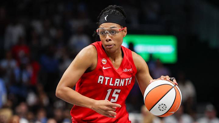 Oct 29, 2026; Atlanta, Georgia, USA; Atlanta Dream guard Allisha Gray (15) drives to the basket against the Golden State Valkyries in the second quarter during game six of the 2026 WNBA Finals at State Farm Arena. Mandatory Credit: Brett Davis-Imagn Images