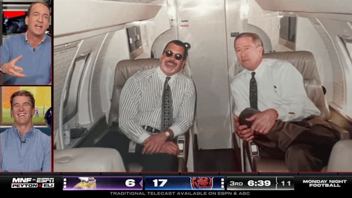 Peyton Manning had kind words for Jim Irsay on the 'ManningCast' Monday night