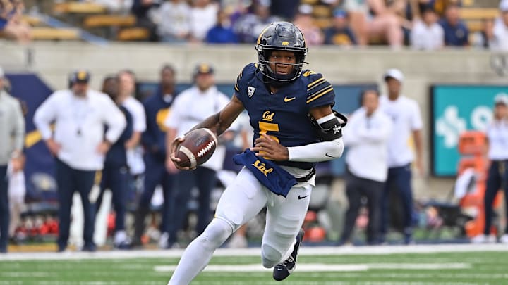Sep 30, 2023; Berkeley, California, USA; California Golden Bears quarterback Sam Jackson V (5) runs