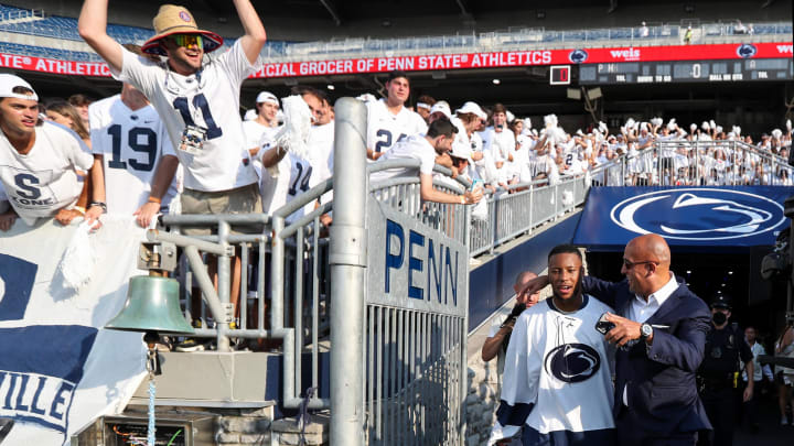 Penn State coach James Franklin waits in the Beaver Stadium tunnel with Saquon Barkley before a 2021 Nittany Lions football game. Penn State coach James Franklin waits in the Beaver Stadium tunnel with Saquon Barkley before a 2021 Nittany Lions football game.