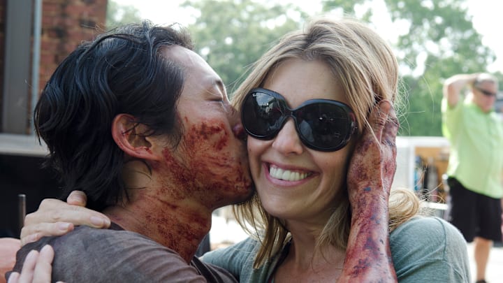 Steven Yeun as Glenn Rhee and Denise Huth - The Walking Dead _ Season 6, Episode 7 - Photo Credit: Gene Page/AMC