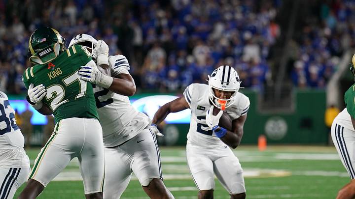 Sep 19, 2026; Fort Collins, Colorado, USA; BYU Cougars running back Devaughn Eka (25) runs the ball in the second half against the Colorado State Rams at Sonny Lubick Field at Canvas Stadium. Mandatory Credit: Andrew Rydland-Imagn Images Sep 19, 2026; Fort Collins, Colorado, USA; BYU Cougars running back Devaughn Eka (25) runs the ball in the second half against the Colorado State Rams at Sonny Lubick Field at Canvas Stadium. Mandatory Credit: Andrew Rydland-Imagn Images