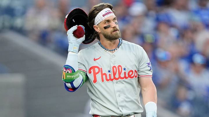 Philadelphia Phillies first baseman/outfielder Bryce Harper. Philadelphia Phillies first baseman/outfielder Bryce Harper.