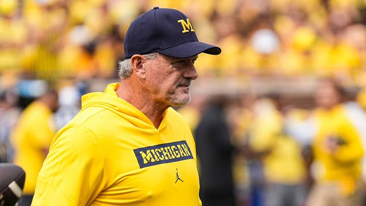 Michigan head coach Kyle Whittingham watches practice at Michigan Stadium in Ann Arbor ahead of the game between Michigan and Oklahoma on Saturday, Sept. 12, 2026. Michigan head coach Kyle Whittingham watches practice at Michigan Stadium in Ann Arbor ahead of the game between Michigan and Oklahoma on Saturday, Sept. 12, 2026.