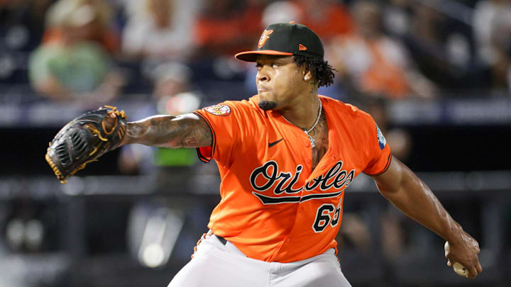 Jul 19, 2025; Tampa, Florida, USA; Baltimore Orioles pitcher Gregory Soto (65) throws a pitch against the Tampa Bay Rays in the eighth inning at George M. Steinbrenner Field. Mandatory Credit: Nathan Ray Seebeck-Imagn Images Jul 19, 2025; Tampa, Florida, USA; Baltimore Orioles pitcher Gregory Soto (65) throws a pitch against the Tampa Bay Rays in the eighth inning at George M. Steinbrenner Field. Mandatory Credit: Nathan Ray Seebeck-Imagn Images