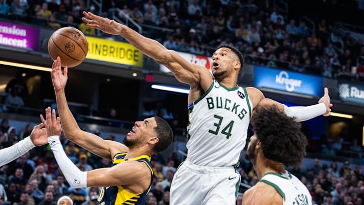 Jan 3, 2024; Indianapolis, Indiana, USA; Indiana Pacers guard Tyrese Haliburton (0) shoots the ball